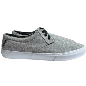 Lakai Daly Gray and White Low-Top Lace Up Sneakers with Fabric Upper